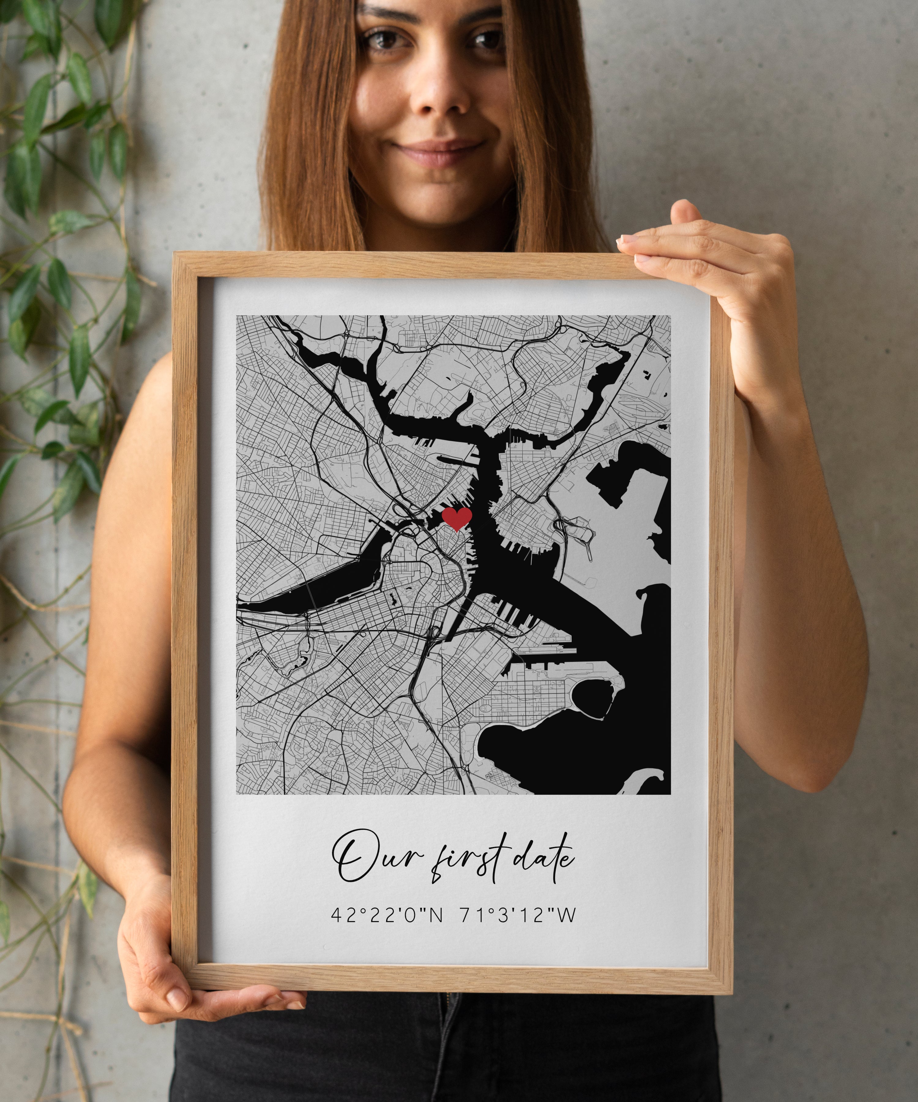Personalized Street Map for Long Distance Relationships, Anniversary, Valentine's Day, Romantic Gift for Him or Her