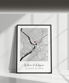 Personalized Street Map for Long Distance Relationships, Anniversary, Valentine's Day, Romantic Gift for Him or Her
