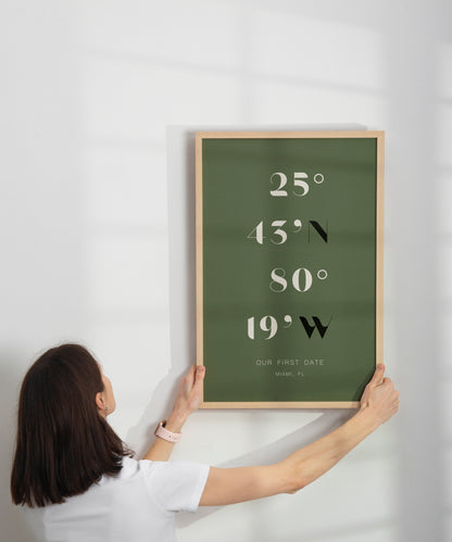 Personalized Coordinates Map Print for Anniversary Gift, Long Distance Relationships, Valentines Day, Romantic Gift for Him or Her