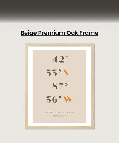 Personalized Coordinates Map Print for Anniversary Gift, Long Distance Relationships, Valentines Day, Romantic Gift for Him or Her