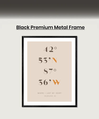 Personalized Coordinates Map Print for Anniversary Gift, Long Distance Relationships, Valentines Day, Romantic Gift for Him or Her