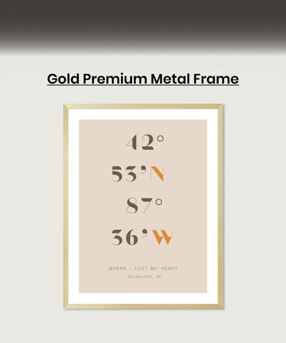 Personalized Coordinates Map Print for Anniversary Gift, Long Distance Relationships, Valentines Day, Romantic Gift for Him or Her