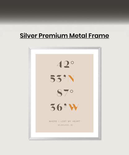 Personalized Coordinates Map Print for Anniversary Gift, Long Distance Relationships, Valentines Day, Romantic Gift for Him or Her