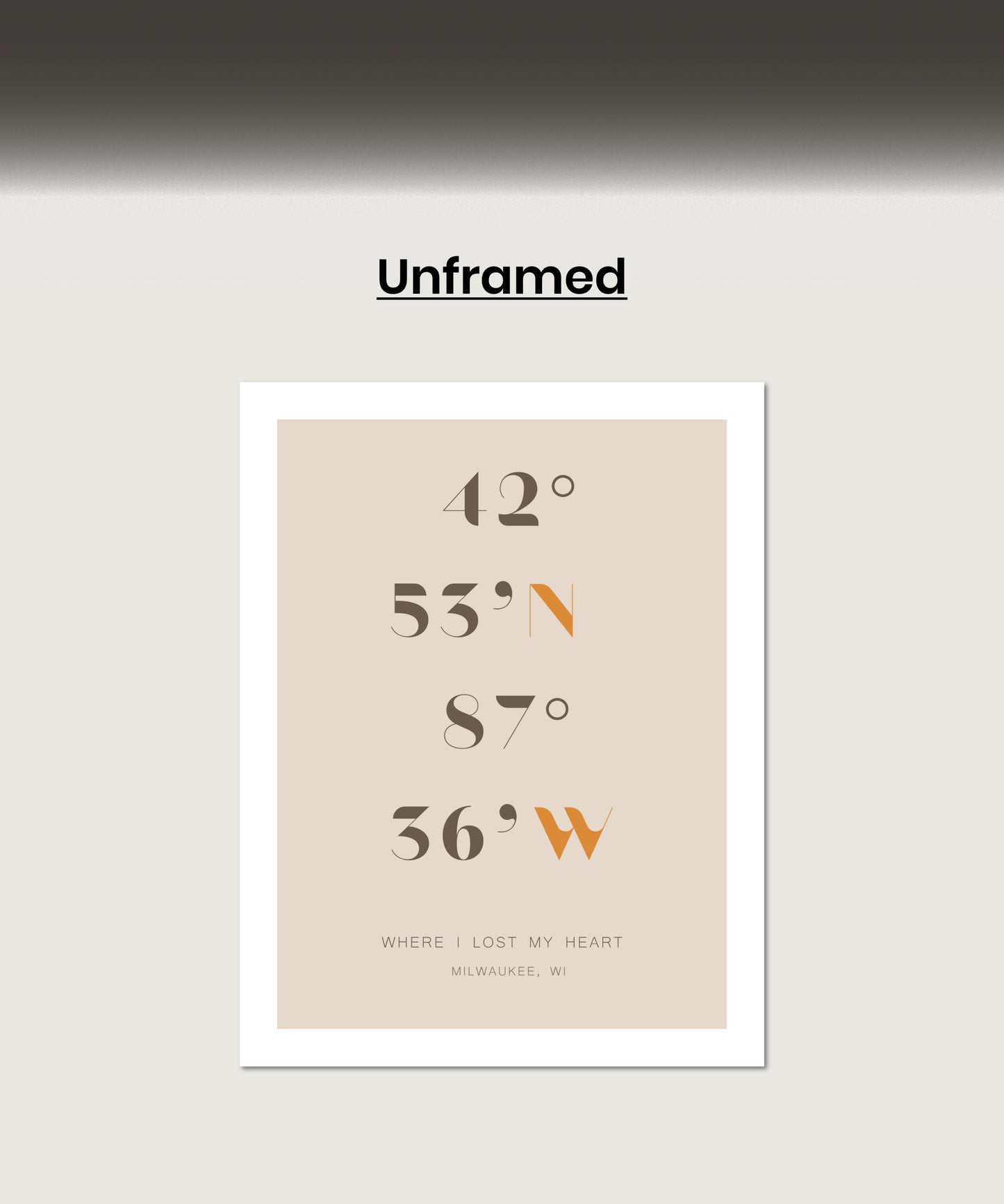 Personalized Coordinates Map Print for Anniversary Gift, Long Distance Relationships, Valentines Day, Romantic Gift for Him or Her