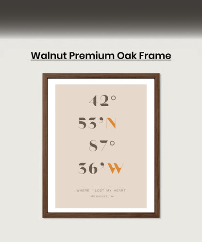 Personalized Coordinates Map Print for Anniversary Gift, Long Distance Relationships, Valentines Day, Romantic Gift for Him or Her