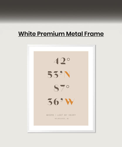 Personalized Coordinates Map Print for Anniversary Gift, Long Distance Relationships, Valentines Day, Romantic Gift for Him or Her