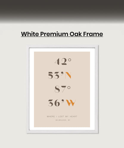 Personalized Coordinates Map Print for Anniversary Gift, Long Distance Relationships, Valentines Day, Romantic Gift for Him or Her